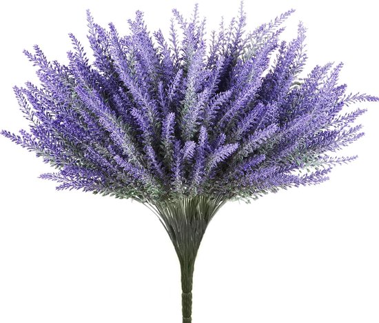 Kunstlavendel 4-delige bundel - levensechte zijden planten om mee te knutselen of de ideale combinatie met andere droogbloemen zoals paarse rozen om bruidsboeketten te maken