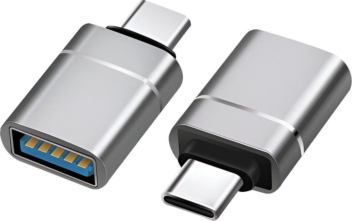 LuTech® Universele USB-C naar USB-A Adapter - Converter - Data Overdragen tot 5 Gbps - Opladen Tot 3 Ampère - Grijs