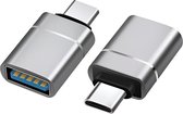 LuTech® Universele USB-C naar USB-A Adapter - Converter - Data Overdragen tot 5 Gbps - Opladen Tot 3 Ampère - Grijs