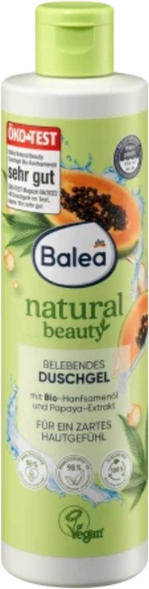 Goedkoopste Balea Natural Beauty Douche Papaja-extract & Biologische Hennepzaadolie, 250 ml
