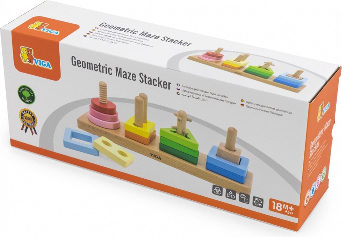 VIGA Houten Geometrische Doolhofsorteerder - Puzzel - Ontwikkeling