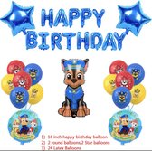 Paw Patrol verjaardag set - decoratie versiering compleet themapakket - kinderfeest - Chase Everest Marshall Rocky Rubble Tracker Skye Zuma - Happy birthday - dog hond dieren animals - feestje in een doos