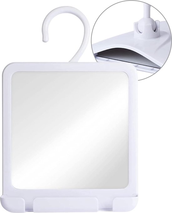 MIRRORVANA Badkamer douchespiegel met zuignap, onbreekbare anti-condens scheerspiegel met 360° rotatie, 20 x 18 cm