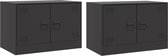 vidaXL - Tv-meubelen - 2 - st - 67x39x44 - cm - staal - zwart