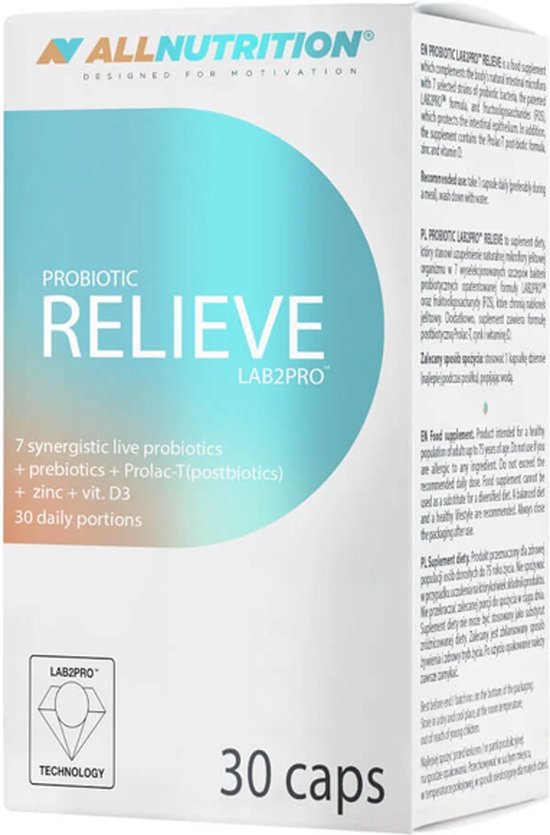 Allnutrition | Probiotica Relieve LAB2PRO | 30 capsules 30 servings | Supplement | Darmflora | Spijsvertering | Nutriworld