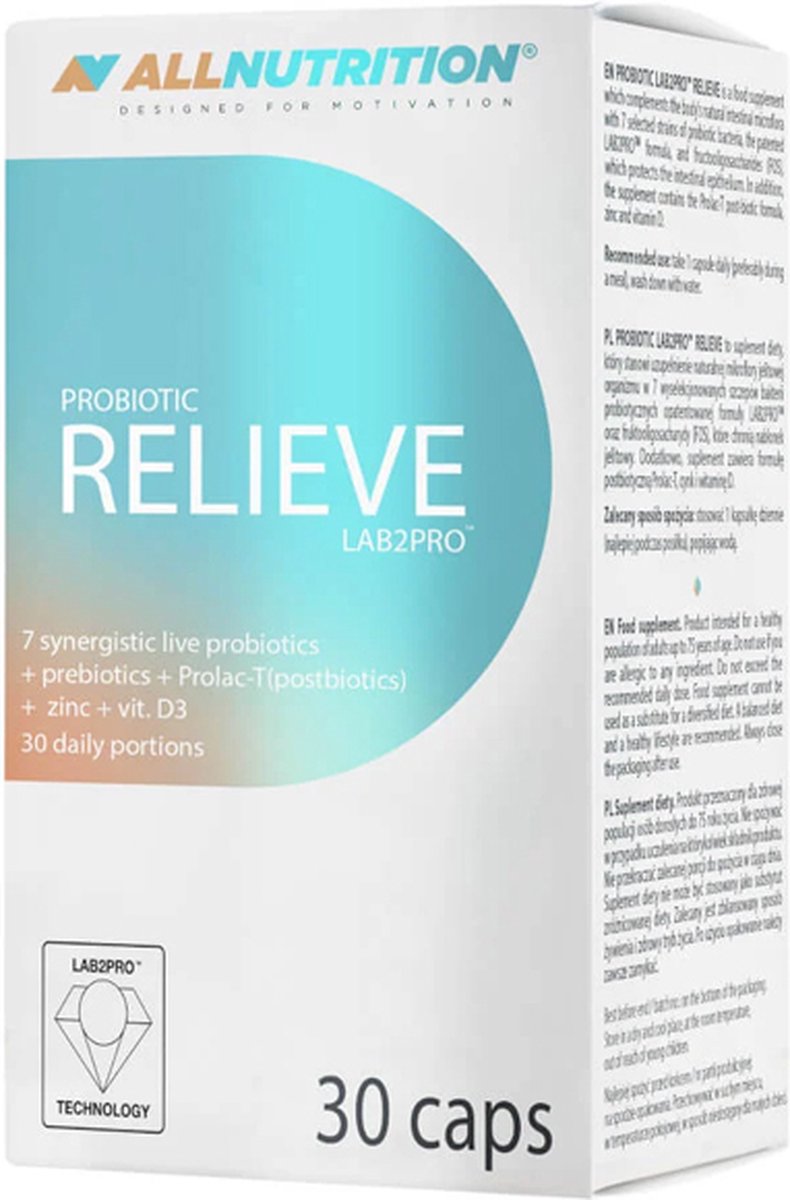 Goedkoopste Allnutrition | Probiotica Relieve LAB2PRO | 30 capsules 30 servings | Supplement | Darmflora | Spijsvertering | Nutriworld