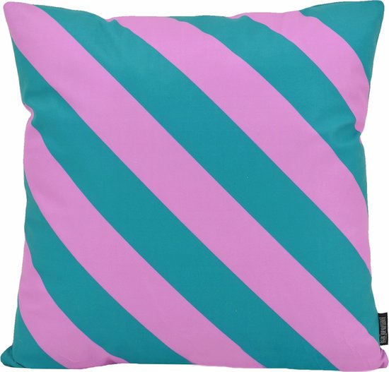 Stripe Aqua/Roze Strepen Kussenhoes | Katoen/Polyester | 45 x 45 cm