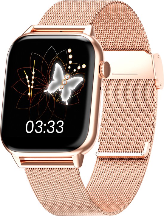 Bizoule Smartwatch Beso - Smartwatch Dames Rosé-Goud - 43mm - Horloge met Belfunctie - Full HD - Bloeddrukmeter - Stappenteller - Android en iOS
