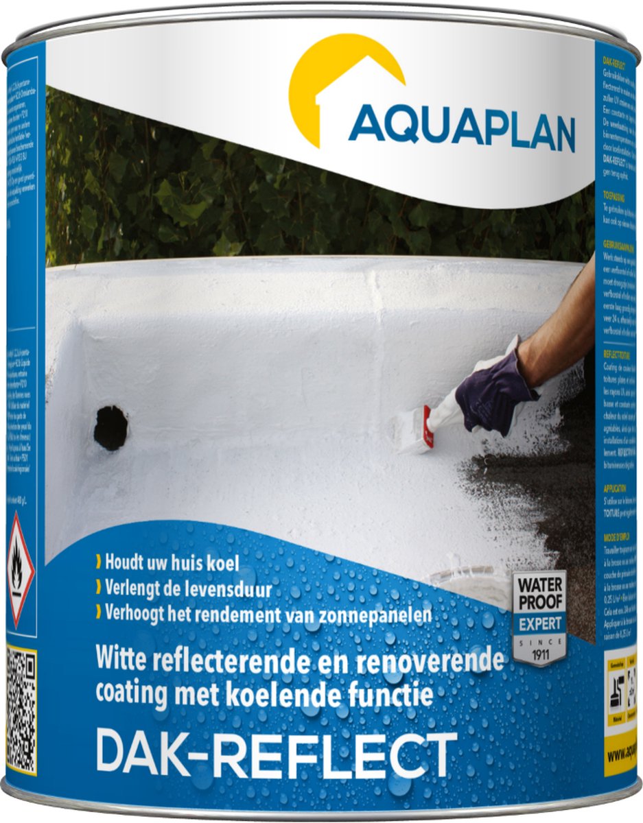 Aquaplan Dak-Reflect - renoverende en koelende coating - verhoogt rendement zonnepanelen - 1 liter