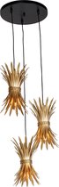 QAZQA wesley - Art Deco Hanglamp - 3 lichts - Ø 40 cm - Zwart Goud - Woonkamer | Slaapkamer | Keuken