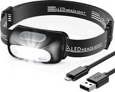 USB Oplaadbare LED Hoofdlamp - Ultra Licht & Waterdicht IPX4 - 5 Verlichtingsmodi, 200 Lumen - Voor Buitenactiviteiten, Kamperen, Fietsen - Zwart