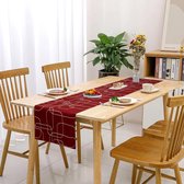 Tafelloper Europees rood 32 x 183 cm, verdikt handwerk borduurwerk dubbele laag rechthoekige tafelloper linnen katoenen tafelloper, afwasbaar, hoogwaardige tafelloper
