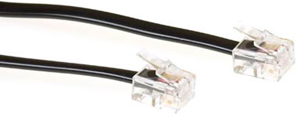 ACT TD5501 Platte Telefoonkabel | RJ11 connectoren | Zwart | 1 meter