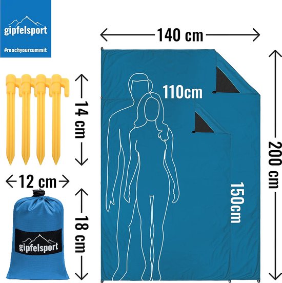 Moritz Voortent Tapijt 250 x 400 cm Blauw, Strak Geweven Campingtapijt
