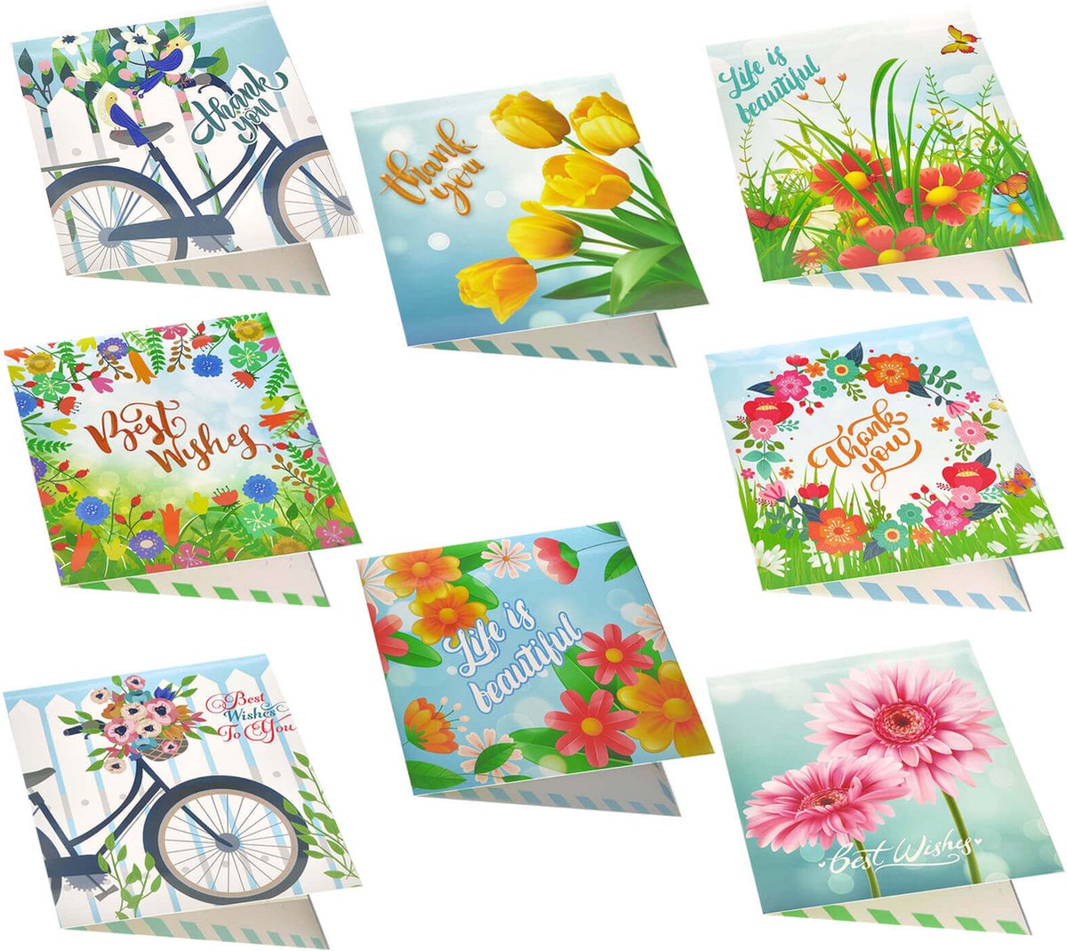 Adorzy Diamond Painting 3D Kaarten – 8 Kaarten met envelop - Diamond Painting Volwassenen – Diamond Painting Volledig Pakket