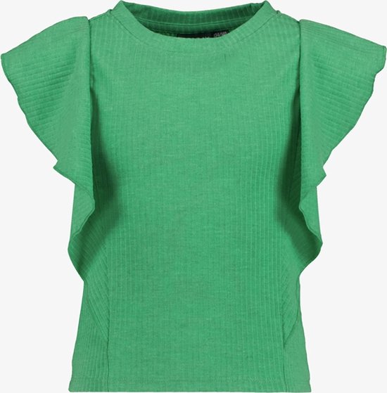 T-shirt fille TwoDay côtelé à volants vert - Taille 134/140