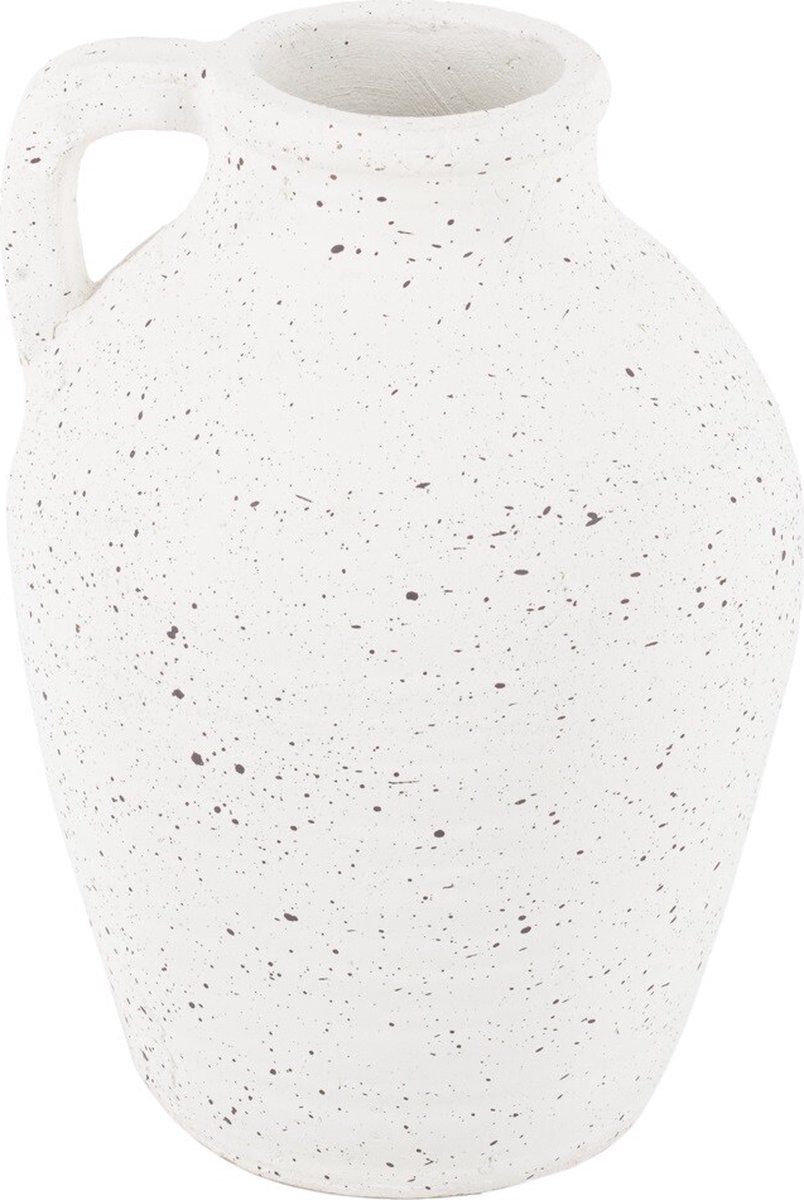 homebound by ky Aardewerk vaas met oor naturel | 23,5x15,5x29,5cm | vaas aardewerk Off-white