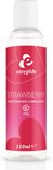 Flesje EasyGlide aardbei glijmiddel op waterbasis, met een roze label met witte tekst en logo.