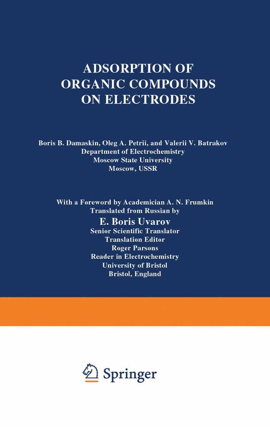 Adsorption of Organic Compounds on Electrodes - cover