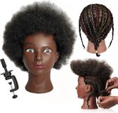 Kappershoofd - oefenhoofd afro hair- tafelklemstandaard