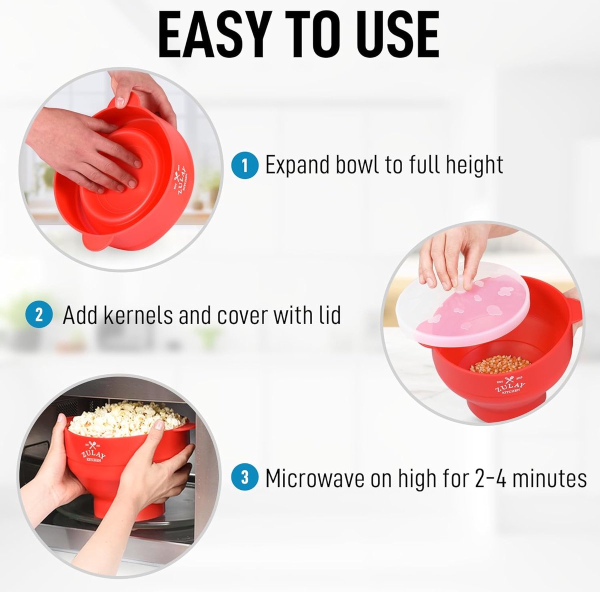 Vvikizy Machine à pop-corn pour micro-ondes Bol pliable en Silicone