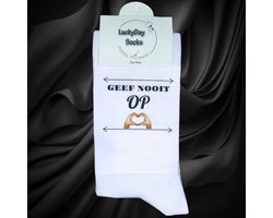 Cadeau - Topper - Sterkte - Geluk - Ziek - Kanjer - Beterschap - Kom op - Zet hem op - grappige sokken - leuke dames en heren sokken - LuclyDay Socks - Sokken waar je vrolijk van wordt - Maat 37-44