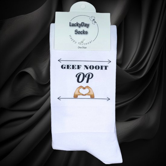 Foto: Cadeau topper sterkte geluk ziek kanjer beterschap kom op zet hem op grappige sokken leuke dames en heren sokken luclyday socks socks waar je happy van wordt maat 37 44