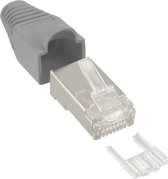 RJ45 krimp connectoren (STP) voor CAT6 netwerkkabel (flexibel) - 10 stuks (3-delig) / grijs