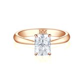 Luminara - 14k Roségouden Radiant Moissanite Verlovingsring met Hidden Halo - 1.8 karaat