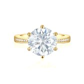 Sophia - 14k Geelgouden Moissanite Verlovingsring met Pavé Zijstenen - 4 karaat