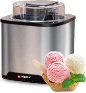 Luxe Ice Cream Maker - Roomijs, Frozen Yoghurt, Sorbet, etc - 2L - Zelfuitschakeling - RVS - Zilver - Duurzame Ijsmachine