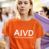 Dames Oranje Koningsdag T-shirt - Maat S - AIVD Altijd In Voor Drankjes