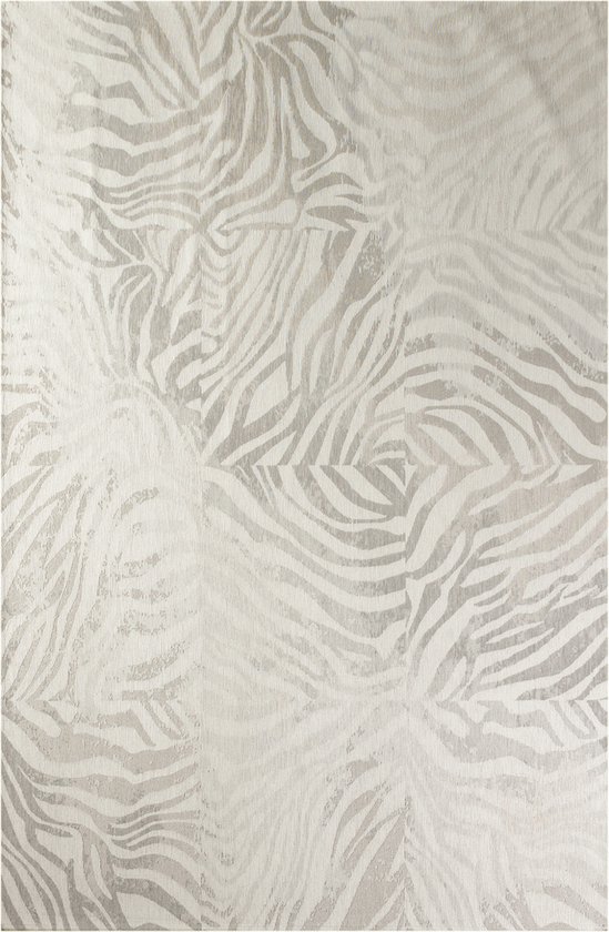 Vloerkleed Zebra met zebramotief in lichtgrijze kleuren met verouderde texturen - Tapijt - 200 x 280 cm