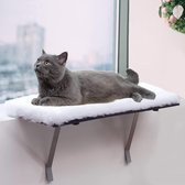 Kattenhangmat, vensterligstoel voor katten, robuuste kattenhangmat tot 10 kg, wasbaar en wollig, voor katten, zonnebad, hangmat kat, 60 x 30 cm