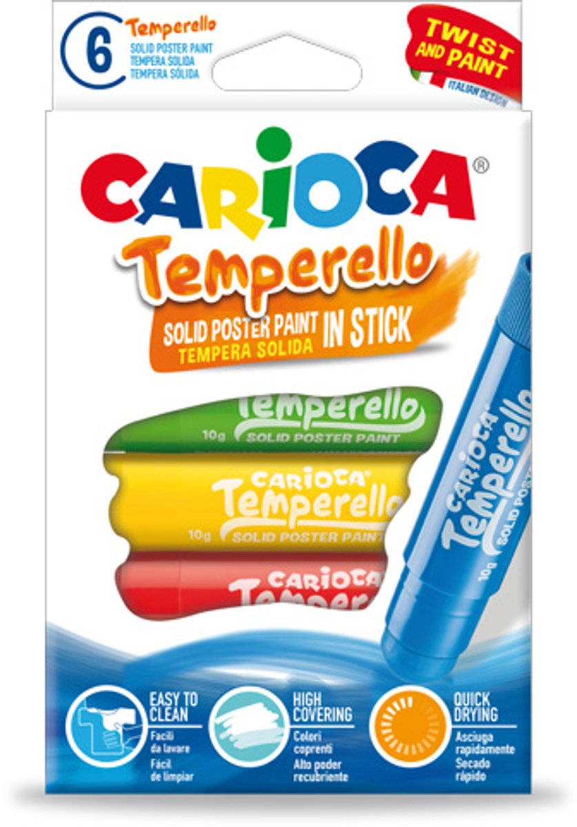 CARIOCA TEMPERELLO 6 verfstiften in een kartonnen doos