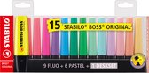 Surligneurs STABILO BOSS ORIGINAL - DESKSET 9 FLUO COLORS + 6 PASTEL COLORS