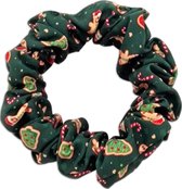 Kerst Scrunchie Voor Baasjes - Kleurrijke Haarelastiek - Groen - Kerstmis - Peperkoek - Zuurstokken - Howliday Crumbles - Paw My God!
