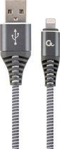Premium 8-pin laad- & datakabel 'katoen', 2 m, spacegrey/wit