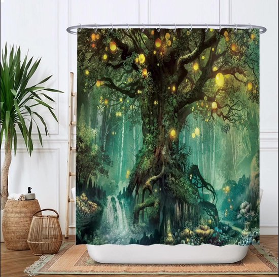 Ulticool Douchegordijn Natuur Zon Bergen Bohemian 180 x 200 cm