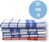 Bedlin - Keukenhanddoek - 80g - Groot formaat - Rood/Blauw - Set van 10 stuks