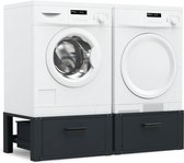 Bodo® - Wasmachine Verhoger - Dubbele Wasmachine Verhoger Met Opberglade - Wasmachine opbouwmeubel - Wasmachine Sokkel - Universeel - Zwart