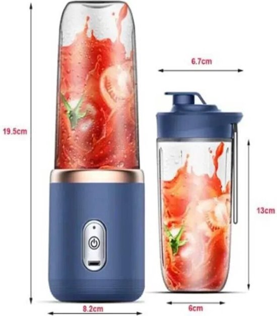 Actania Portable Blender - Shakebeker Met Mixer - USB Blender - Elektrische Shakebeker - Blender To Go - Draagbare Blender - Blauw van Actania — afbeelding 3
