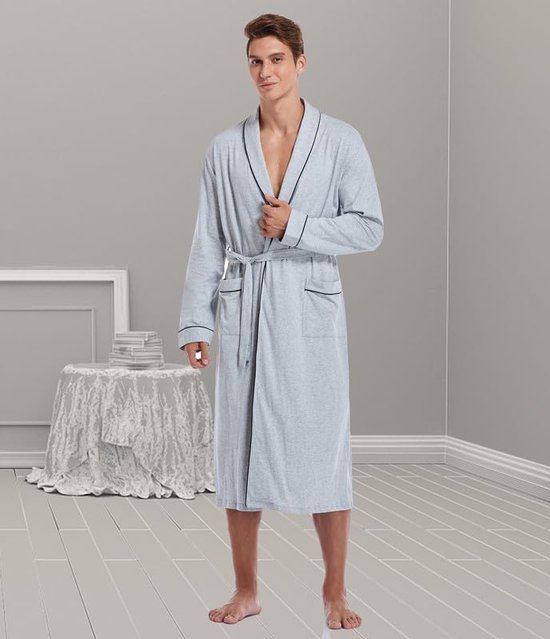 R Revise RE-506 ochtendjas voor heren, 100% katoen, licht en dun, elegant, S R Revise RE-506 ochtendjas voor heren, 100% katoen, licht en dun, elegant, S