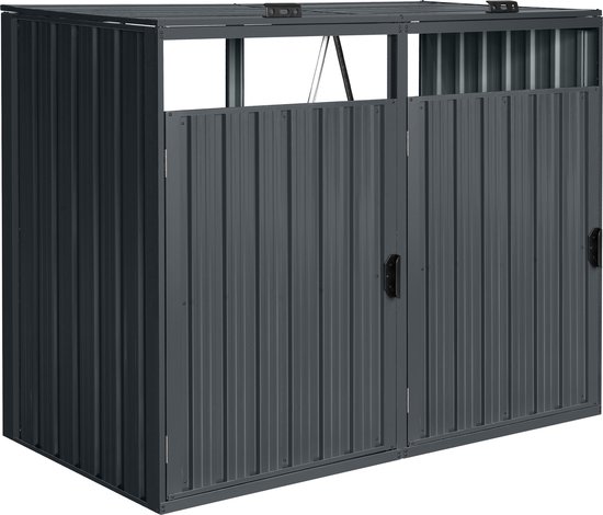 AXI Owen metalen Containerombouw Antraciet - Kliko ombouw voor 2 afvalcontainers – Max. 240L – Goede ventilatie