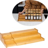 Organess Kruidenrek staand - uitschuifbaar - Voor 24 Kruidenpotjes - Bamboe - Kruiden Organizer - aanrecht Organiser