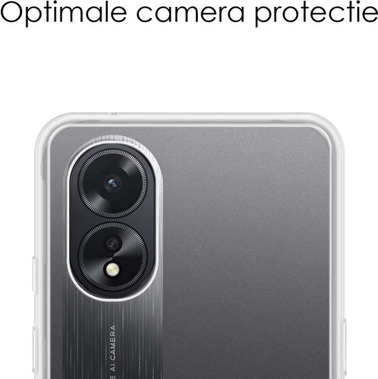 Coque Compatible avec OPPO A18, Coque Arrière en Siliconen avec 2 Films de Protection d'écran - Transparent