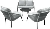 Denza Furniture Loungeset Natal Grijs 4-delig | Aluminium met Touw Vlechtwerk