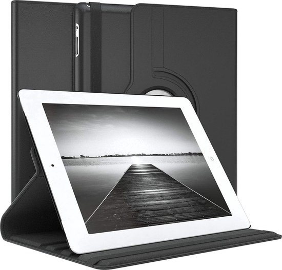 Etui iPad Rotatif Zwart - Housse pour Apple iPad 2,3,4 (2012 et 2013) - Eco- Cuir - Protection intégrale jusqu'à 2 mètres