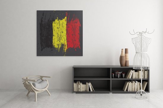 Canvas Schilderij - Vlag - Belgium - Wanddecoratie - 60x60 cm
