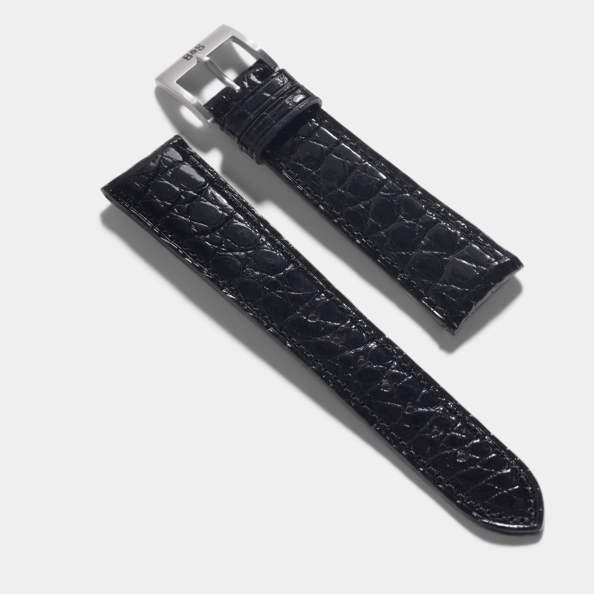 BS Leren Horlogeband Luxury - Brilliant Zwart Alligator - 20mm